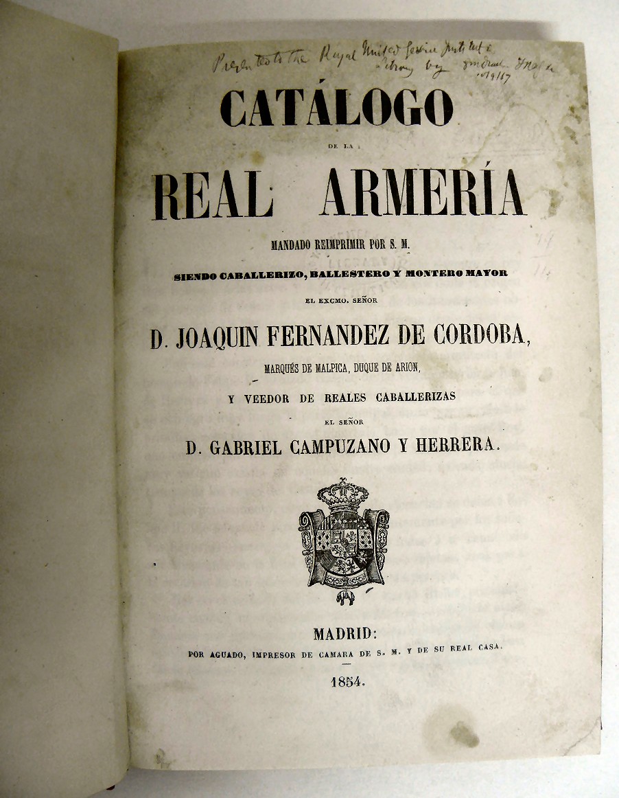 LIBE-CATALOGO REAL ARMERIA DE MADRID 1854