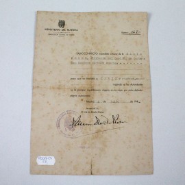 Documento original Salvoconducto del Ministerio de Marina Jurisdicción Central de Marina Madrid 1941 24
