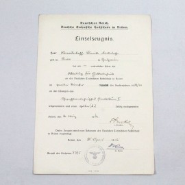 Certificado Alemán de estudios técnicos impartidos en Ruso y concedido a un ciudadano Búlgaro en la ciudad Alemana de Brünn en 1940 68