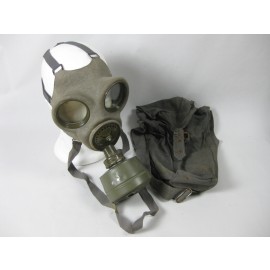 Conjunto de máscara Antigás Española y bolsa de transporte en lona para el Ejército del Aire